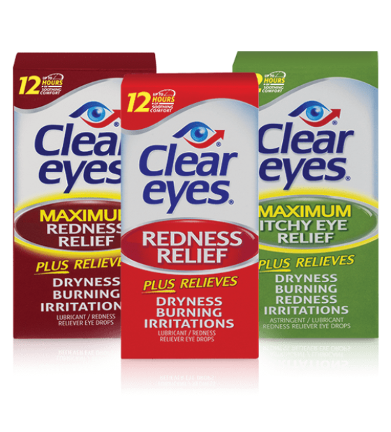 Nước Nhỏ Mắt  Clear Eyes Nhỏ mắt cận, lens - Giảm Đỏ Mắt, Mỏi Mắt