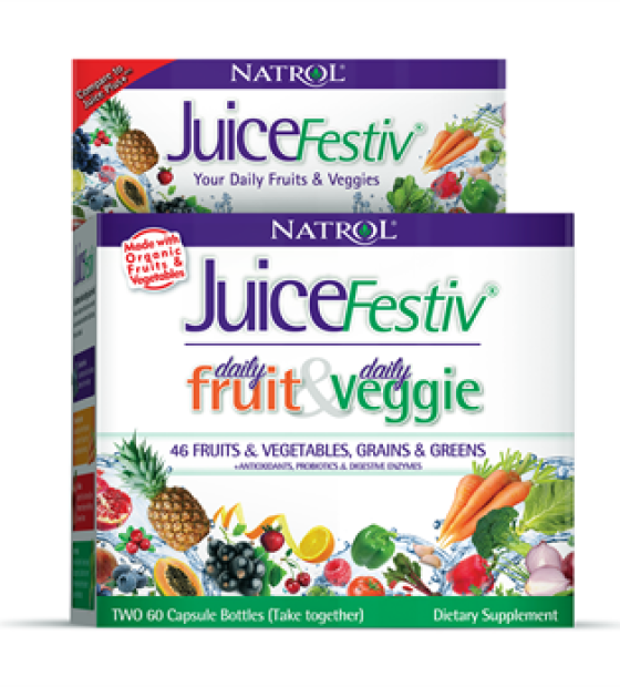 Viên uống bổ sung vitamin từ rau quả Natrol JuiceFestiv Daily Fruit & Daily Veggie